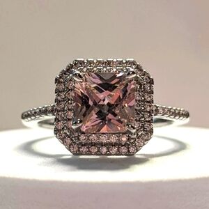 EUC Pink Cubic Zirconia Ring, Size 11
